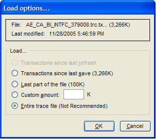 Load options dialog